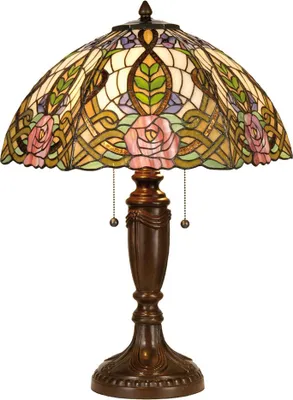 Immagine prodotto di Clayre & Eef Lampada da tavolo Tiffany Ø 47x61 cm Verde Rosa Vetro Rosa