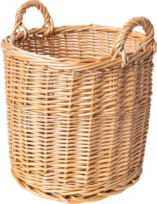 Produktbild von Creative Home Weidenkorb mit Griffen hell | Weidenkorb 26 x 26 x 30 cm (+/- 2 cm) |Handgeflochten | Blumentopf, Aufbewahrungsbehälter | Übertopf | Weidenkorb für Obstoder Wäsche | Natürliche Farbe