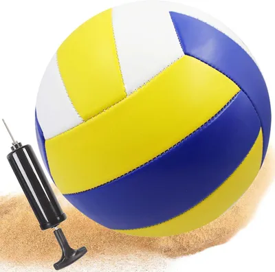 Imagen del producto de Pelota de voleibol de playa, talla 5, de cuero suave, resistente al agua, incluye bomba para inflar, ideal para jugar en la playa y en interiores
