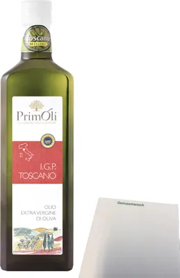 Produktbild von PrimOli Toscana Olivenöl extra vergine di oliva (500ml Flasche) + usy Block