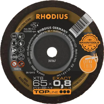 Image de Rhodius Disque à tronçonner XTK 8 Exact 65x0,8x6mm acier inoxydable Braintools - 207067