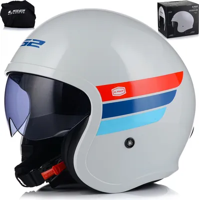 Produktbild von Jet Helm LS2 OF559 SPITFIRE II Retro Glänzend Weiß Blau Rot größe L