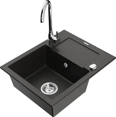 Image de Évier en granit Enzo avec égouttoir, y compris mélangeur Telma, noir/or (6506-75-670200-00)
