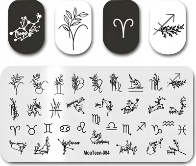Produktbild von Nagelstempelplatte für Nailart-Muster HOROSKOP, STERNZEICHEN
