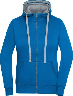 Produktbild von Sweat-Jacke mit Reißverschluss und Kapuze cobalt/grey-heather, Gr. XXL