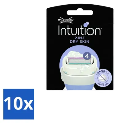 Imagen del producto de 10 maquinillas Wilkinson Intuition para piel seca, con leche de coco y aceite de almendras, pack económico, 10 unidades