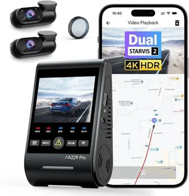 Obrázok produktu pre Autokamera s rozlíšením Full HD a nočným videním – duálna autokamera – širokouhlý objektív – snímač pohybu – parkovací režim – cyklické nahrávanie