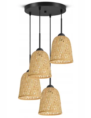 Produktbild von LUXOLAR Pendelleuchte Natural Bambus 4 flammig E27 60 W - Deckenleuchte BOHO Design -Hängelampe für Wohnzimmer, Küchen