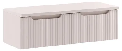 Produktbild von Badezimmer Waschtischunterschrank mit 100 cm Breite in Beige, gerillte Front, geringe Tiefe - NEWPORT-56-CASHMERE