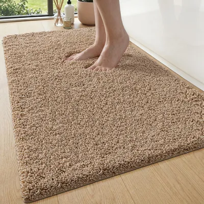 Immagine prodotto di Tappeto da bagno, 60 x 110 cm, antiscivolo, assorbente, extra spesso, lavabile, color beige