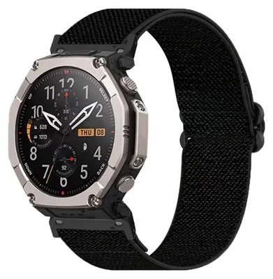 Produktbild von Smartwatch Nylon Armband für Amazfit T-Rex Ultra 2 verstellbar Elastisch Schwarz