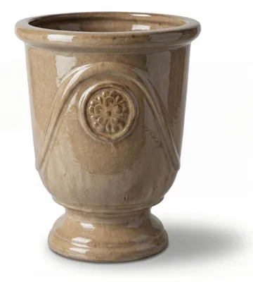 Produktbild von Provencelia Keramik Pflanzkübel Moliere Beige, Ø24 x H30 cm, frostbeständig, handgefertigt, glasiert, Outdoor, Terrasse, winterfest