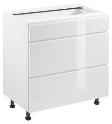 Produktbild von ARBOR Unterschrank mit Schubladen – Breite 80 cm, Hochglanzweiß / Weiß