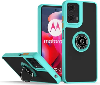 Produktbild von Hülle für Motorola Moto G24 / G04 Ring Halter Ständer Matte Transluzent TPU Bumper Stoßfest Schutzhülle Hellblau