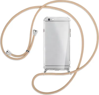 Produktbild von Handykette Backcover-Schutzhülle mit Band (Metall silberfarben) für Apple iPhone 6 Plus - beige