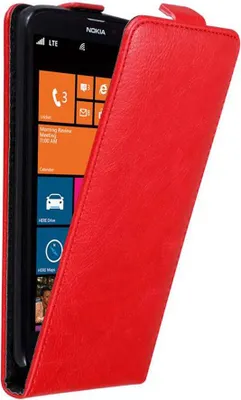 Produktbild von Cadorabo Hülle für Nokia Lumia 1320 Schutz Hülle in Rot Flip Etui Handyhülle Case Cover