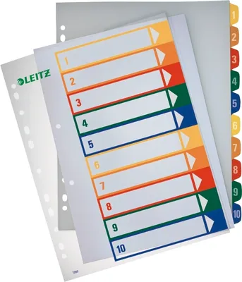 Produktbild von Register A4 PP bedruckbar 10-teilig farbig Packung mit 10 Stück