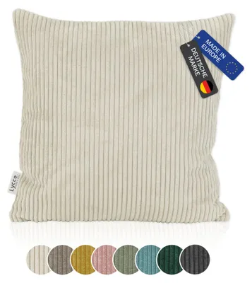 Image de Housse de coussin en tissu corduroy tendance (50x50 cm), couleur beige