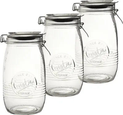 Zdjęcie produktu dla Szklany słoik do przechowywania Gusta 1500 ml - w słoiku - 3 sztuki