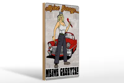 Produktbild von Holzschild Pinup 20x30cm Meine Garage meine Gesetze