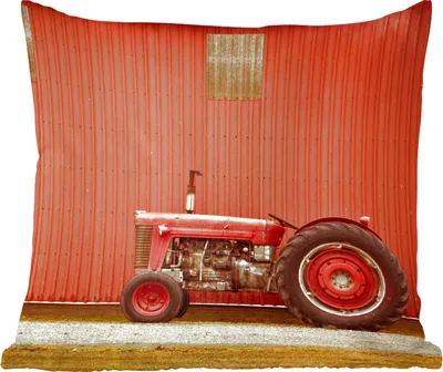 Produktbild von MuchoWow® Zierkissen Sofakissen Wohnzimmer Dekokissen 45x45 cm Traktor - Scheune - Rot - Bauernhof - Schlafpolster - Polster für das Sofa