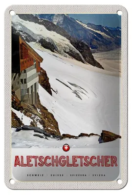 Produktbild von Blechschild Reise 12x18cm Aletschgletscher Schweiz Schnee Winter Schild