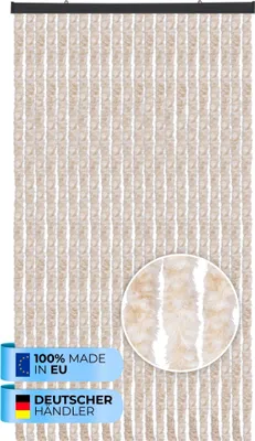 Immagine prodotto di Tenda in pile (100x220 cm) per porte "Beige screziato" come protezione dagli insetti per balcone, terrazza o camper, roulotte, padiglione