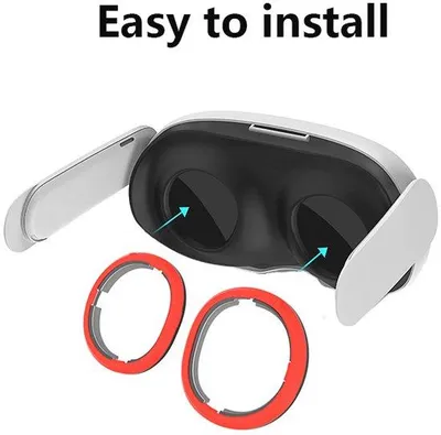 Produktbild von Geschirmtes VR-Brillengeschirr für Meta Quest 3 magnetisch rote und blaue Accessoires mit Myopie und Hyperopie-Linsen