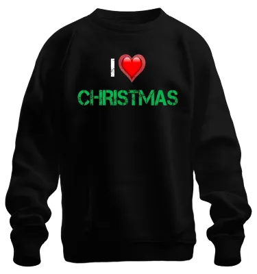 Produktbild von I Love Christmas Herz Rot Grunge Weihnachten Geschenk Sweatshirt Pullover, Schwarz, M
