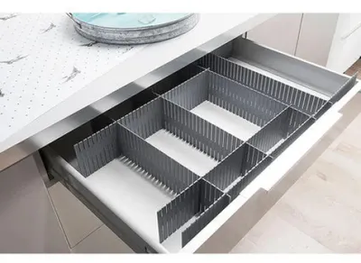 Produktbild von schubladeneinteilungen 44 x 10 cm Polypropylen grau 6 Stück