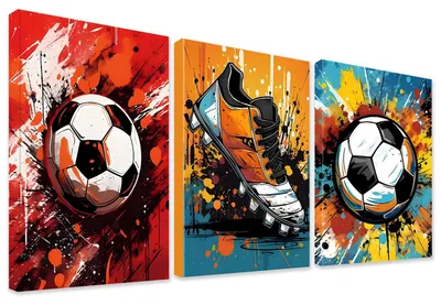 3er-Set Sport-Wandbilder, 40x30 cm, Holzrahmen, Canvas
