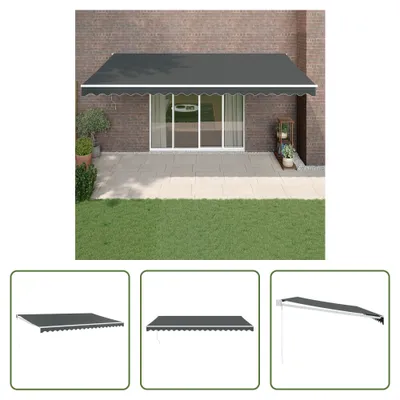 Zdjęcie produktu dla Wysuwana markiza Living Store antracyt 5x3 m z tkaniny i aluminium