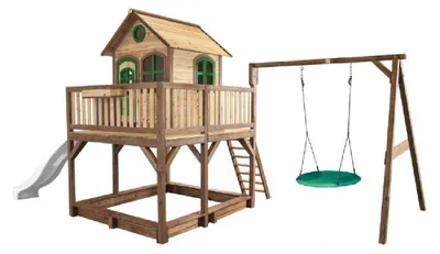 Produktbild von Axi Playhouse Liam Nestschaukel 277 x 613 x 291 cm Holz Natur Weiß Grün