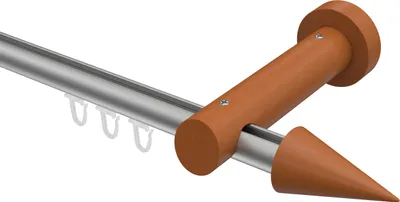 Produktbild von Interdeco Innenlaufstange / Gardinenstange mit Innenlauf Silbergrau / Kirschbaum lackiert, Typ Talent Siveo (Kegel), 20 mm Ø 1-läufig, 540 cm