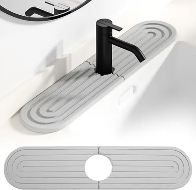 Productafbeelding van Kraan Druppelmat Smal 45x10cm - Kieselguur Steen Wasbak Spatbeschermer Mat - Kraan Beschermplaat Anti-Spat