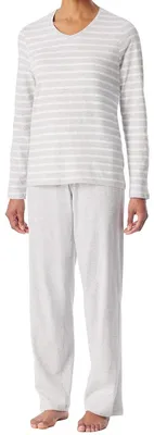 Produktbild von Schiesser Casual Essentials Schlafanzug Lässiges langes Schlafanzug-Set, Mit V-Ausschnitt, Aus 100% Baumwolle