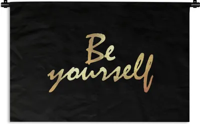 Produktbild von MuchoWow® Wandteppich Wandbehang Zitate - Selbstvertrauen - Gold - Schwarz 150x100 cm Tapisserie Dekoration Wandtuch - Waschbar - Tapisserien - Wand-Decke