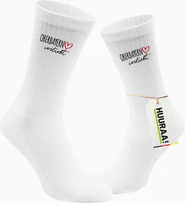Produktbild von Huuraa Uni Socken Oberbayern verliebt 37/41 White Baumwolle Tennissocken Geschenkidee