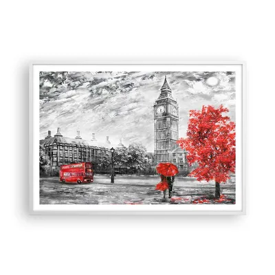 Produktbild von Gerahmtes Poster - Weißer Rahmen - London Bus - 100x70 cm - Wand Bild - Wanddeko - Wandbilder - Kunstposter - Wandposter - Bilderrahmen - Bilder - Kunstdruck - Wandbild - P2WAA100x70-3866