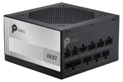 Imagen del producto de Fuente de alimentación MSI Pro A1000PL PCIe5, 1000W, ATX 3.1, PCIe 5.1, 80 Plus Platinum, totalmente modular