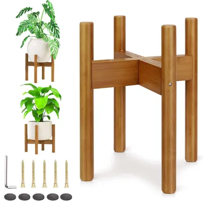 Image de Support pour plantes en bambou, tabouret pour plantes, support pour plantes en bois, tabouret pour fleurs, support pour fleurs, table pour pots de fleurs d'un diamètre de 30 cm (diamètre intérieur 25 cm)