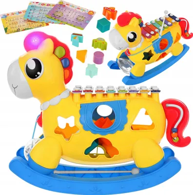 Zdjęcie produktu dla Lt358 Interaktywny Sorter Konik 8W1 Cymbałki Klocki Sorter Gra Melodie