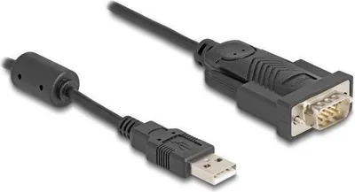 Produktbild von Delock Adapter USB 2.0 Typ-A zu 1 x Seriell RS-232 D-Sub 9 Pin Stecker mit Ferritkern 0,25 m