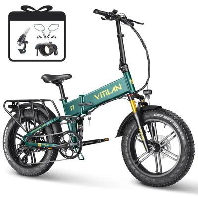 Image de vélo électrique pliable 20 pouces 48 V 20 Ah Samsung batterie au lithium 25km/h 8 vitesses E-Citybike Offroad-Ebike 3A suspension intégrale 20*4.0 pouces Jusqu'à 150Km Vert
