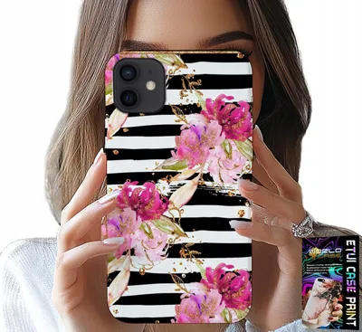 Immagine prodotto di Custodia Per Iphone 11 - Motivo Floreale A Strisce Bianche E Nere