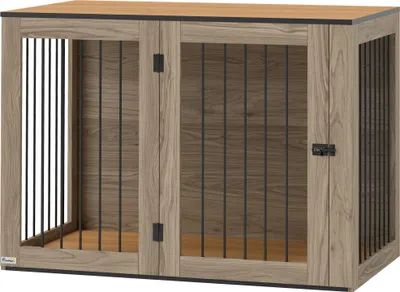 Produktbild von Hundebox XXL für große Hunde 106x60x76cm | Indoor-Hundehütte aus Eiche | Stabile Haustierbox für Wohnung und Haus