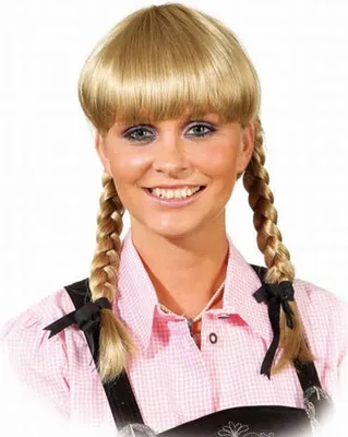 Produktbild von Orlob Zopfperücke kurz mit Pony, mittelblond, Karnevalskostüm-Perücke, Erwachsener, Weiblich, Beige, 1 Stück(e)