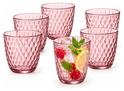 Produktbild von Bormioli Rocco Trinkglaser Drops - Wasserglaser - roze, transparent - Glas - 6x Stuck - 290 ml