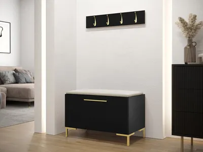 Obrázek produktu pro Nábytek do předsíně s čalouněnými panely ANDORA 7 - černý / béžový