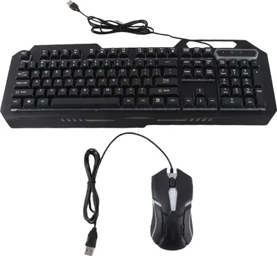 Obrázok produktu pre Kombinácia klávesnice a myši, 1200 DPI, osvetlenie RGB, ergonomická, 104 klávesov, herná súprava z hliníkovej zliatiny pre stolný notebook